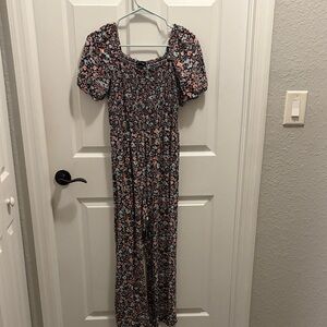 art class Floral Jumpsuit - Black and Pink